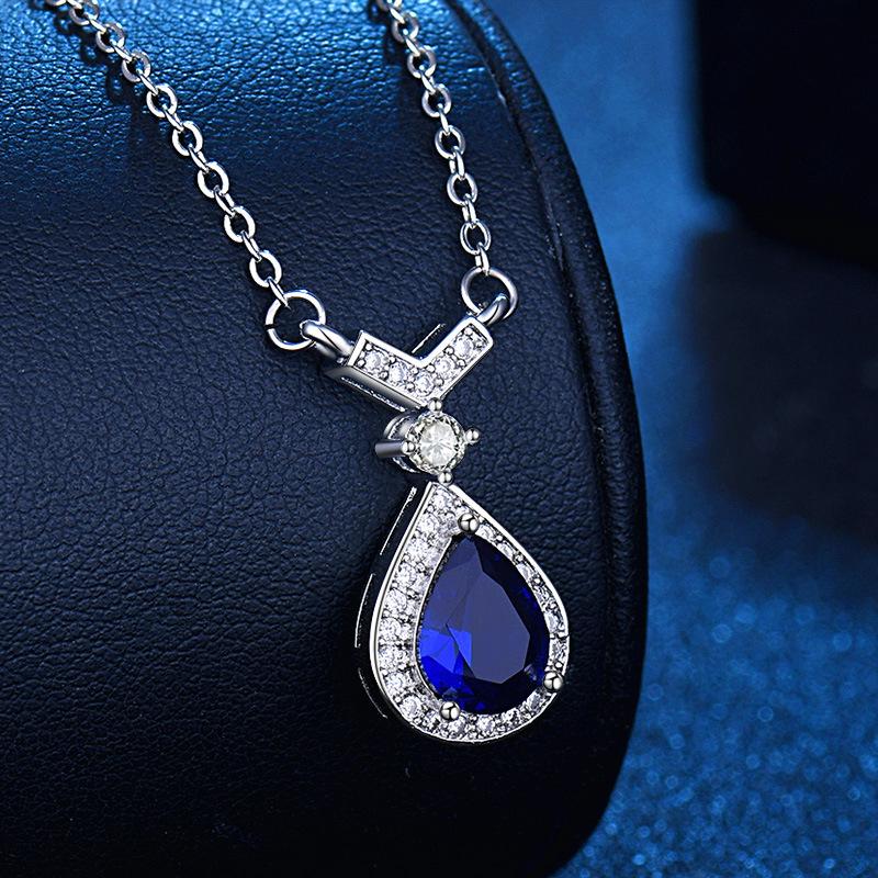 

925 Sterling Silver Necklace Pendant sparkle Crystal For Women Fashion Jewelry Party Wedding Accessories Gifts