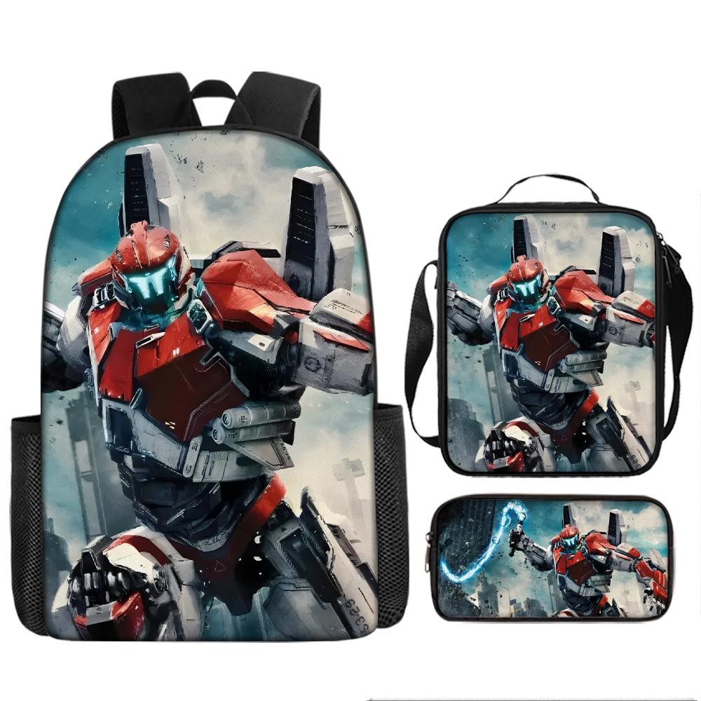 Pacific Rim schoolbag, primary and secondary school students, boys, mecha war, monster backpack, kindergarten burden reduction three-piece set