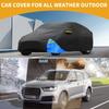 Motoforti Waterproof Car Cover Car Outdoor Full Car Cover for Tesla Model Y 210DBlack Blue with Door Zipper All Weather