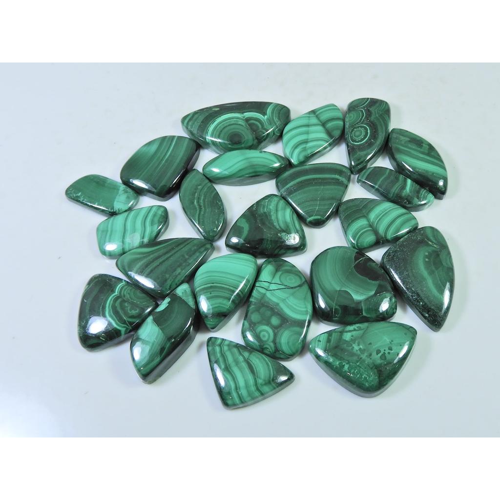 22Pcs Natural Green Malachite Fancy Cabochon Loose Gemstone 297Cts. Lot C-482