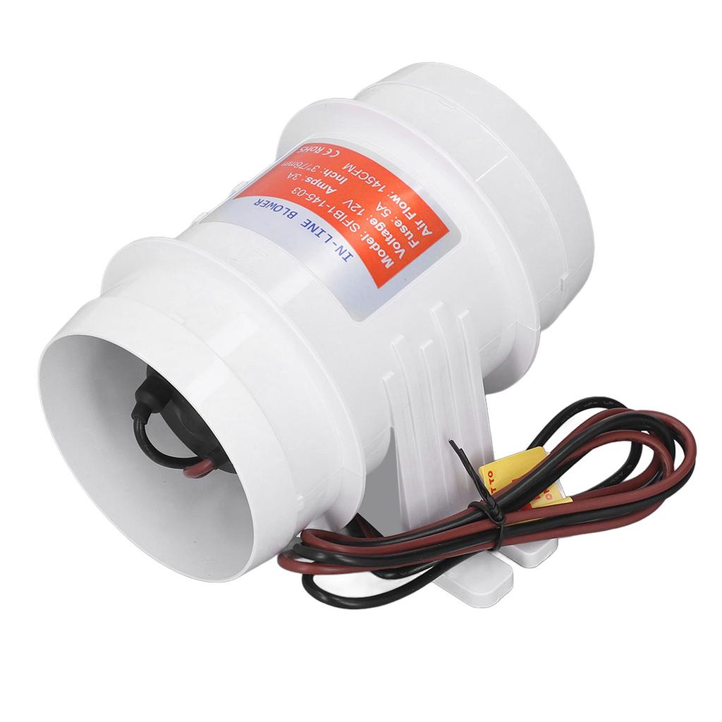 In Line Air Blower 3in 145CFM 12V High Efficiency Marine Bilge Blower for Boat RV Yacht