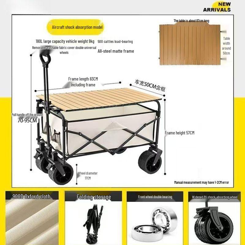 Extra Large Folding Outdoor Camping Handcart with Drawbar