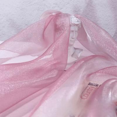 1m/20m*140cm Glitter Organza Tyg Mjuk Handgjord Tüll Tyg Glänsande DIY Material Fluorescerande Organza Tyger