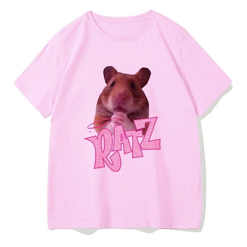 Woman Kawaii Ratz Mouse Tree Print Harajuku Summer Unisex Tshirts Casual Round Neck Short Slee Top Tee Shirt Women T-shirt Drop Ship