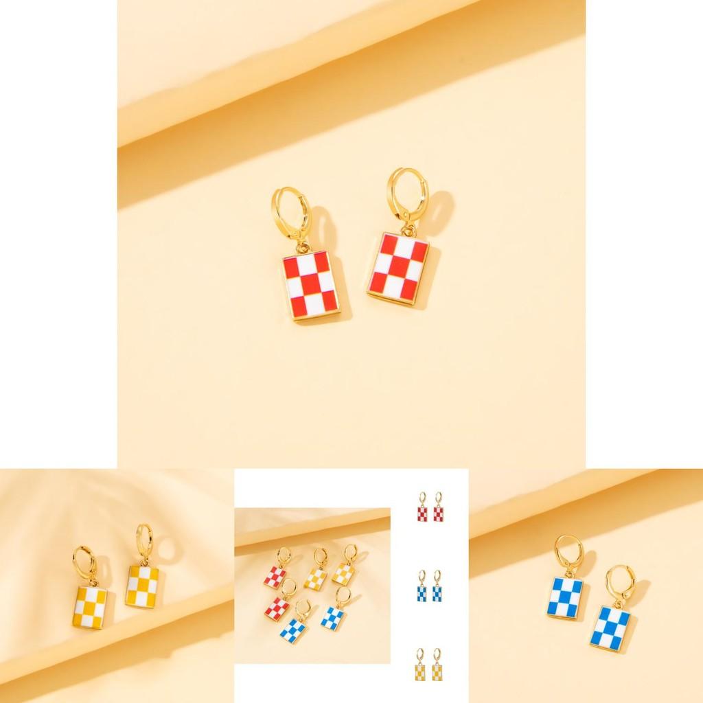 Fashionable Alloy Geometric Earrings Colorful And Trendy Accessories For Women
