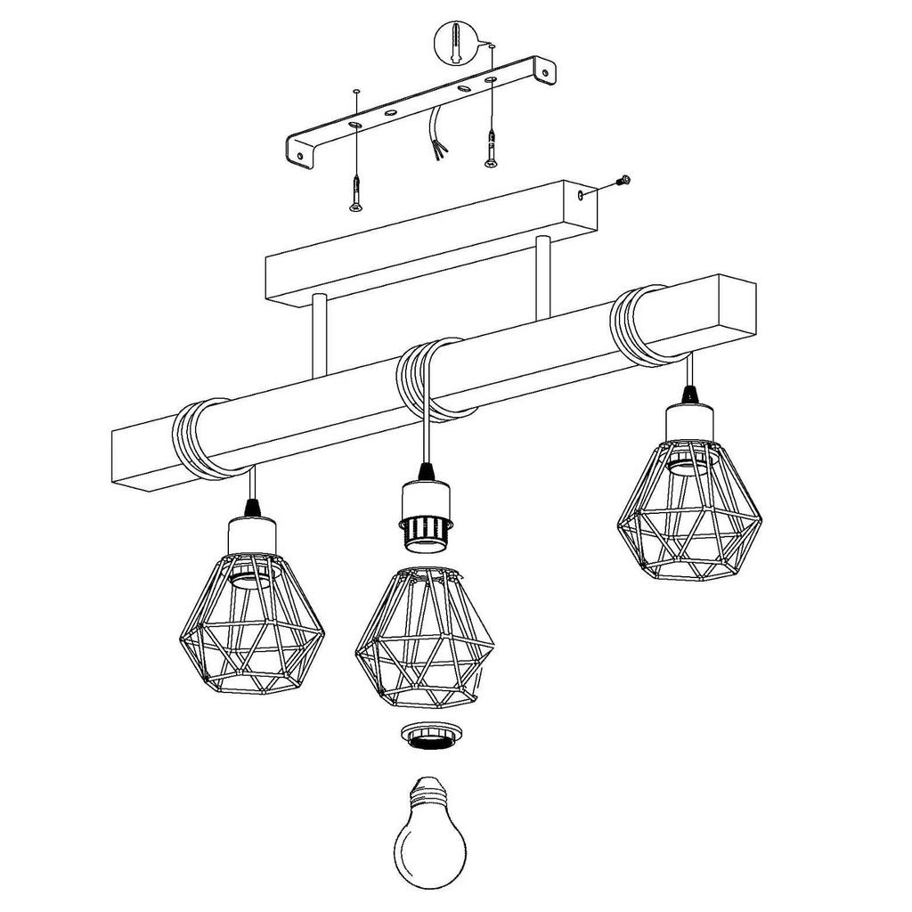 Black Wooden Art Pendant Lamp with 3 or 6 Heads for Restaurant, Coffee Shop, and Bar Counter
