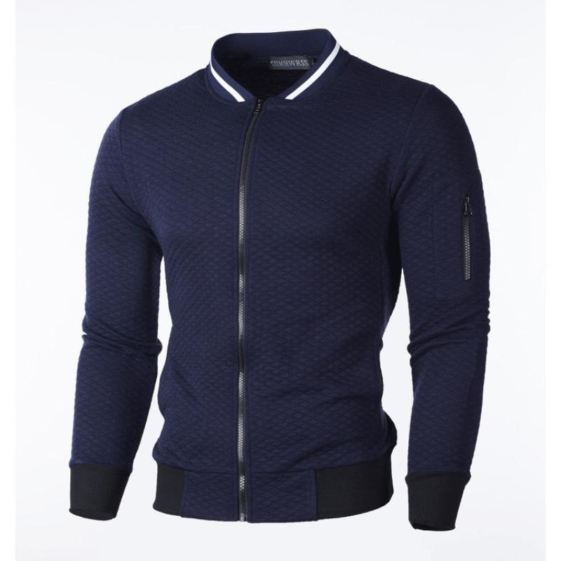 New Style Hoodie with Zipper Stand-up Collar, Men's Casual Plaid Cardigan