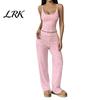 Cute Summer Pajamas with Thin Straps Women Set Floral Print, Sleeveless U Neck Soft Ribbed for Camisole And Pants, Sexy Comfortable Skin-friendly