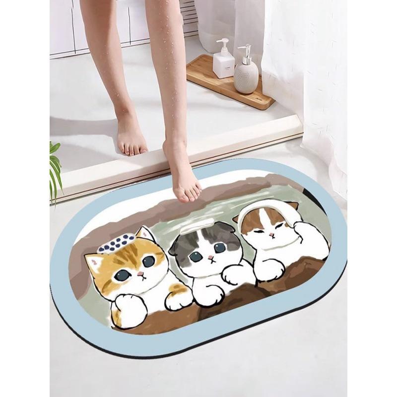 Simple Bathroom Floor Mat Water-Absorbing Quick-Drying Diatom Mud Floor Mat Household Bathroom Door Wear-Resistant, Dirt-Resistant And Non-Slip Floor