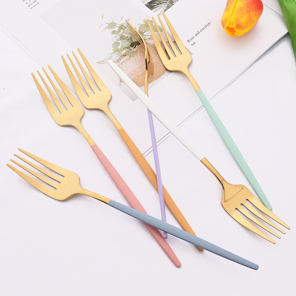 6People Luxury Gold Dinnerware Set Stainless Steel Tableware Set Knife Fork Spoon Flatware Cutlery Set Silverware Bright Light
