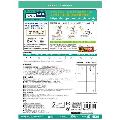 PLUS Plus business card paper, usual cards, crisp double-sided A4, 10 sides, 10 sheets, white 46-577
