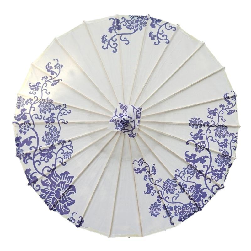 Ancient Lotus Flower Umbrella for Women Hanfu Antique Oil Paper Umbrella Photography Props Dance Performance Parasol