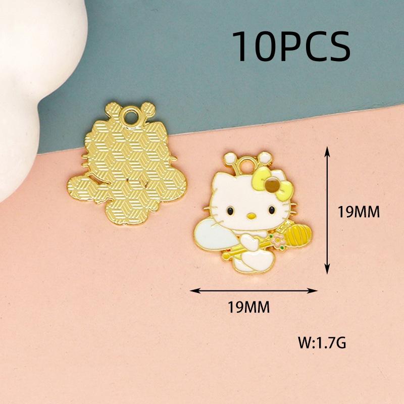 10PCS Alloy Cartoon Cat DIY Accessories Drip Oil Bag Clothing Keychain Jewelry Head Hand Rope Pendant Handmade Accessories