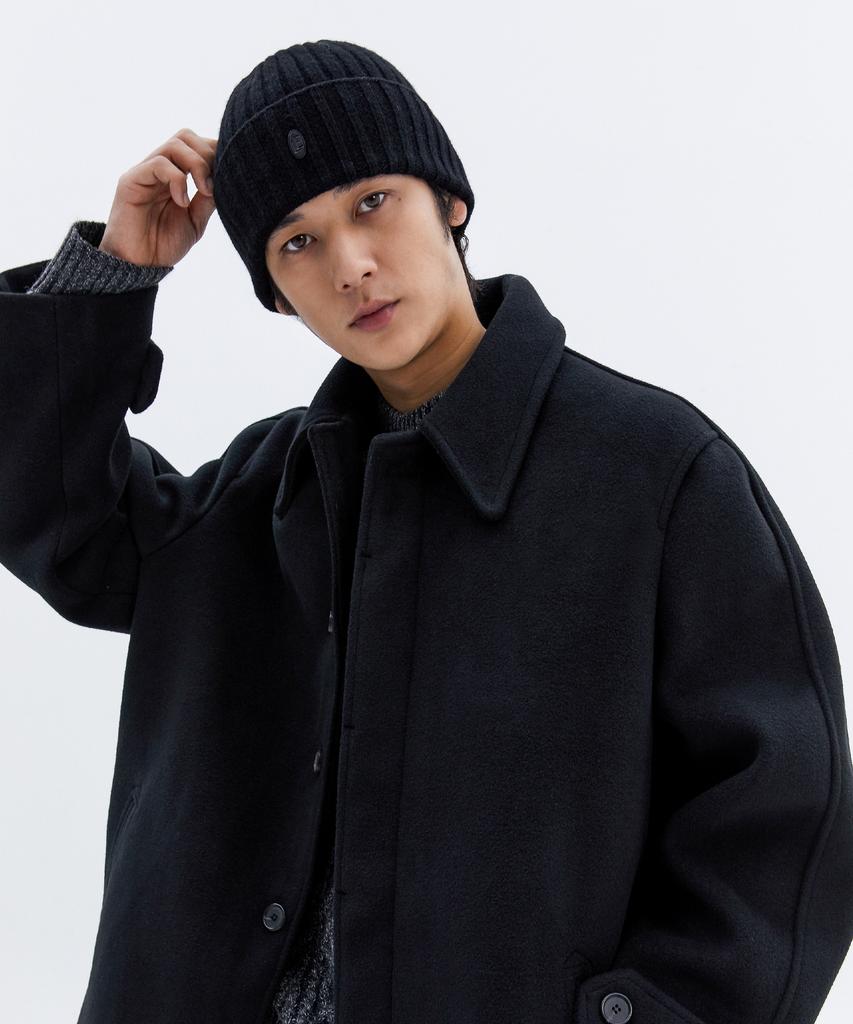 Trip Le Sens Button-Down Balmacaan Coat_ Black