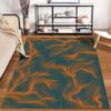 Modern Abstract Lines Area Rug Orange and Blue Wavy Pattern Carpet Suitable for use as an anti-slip for living room bedroom sofas