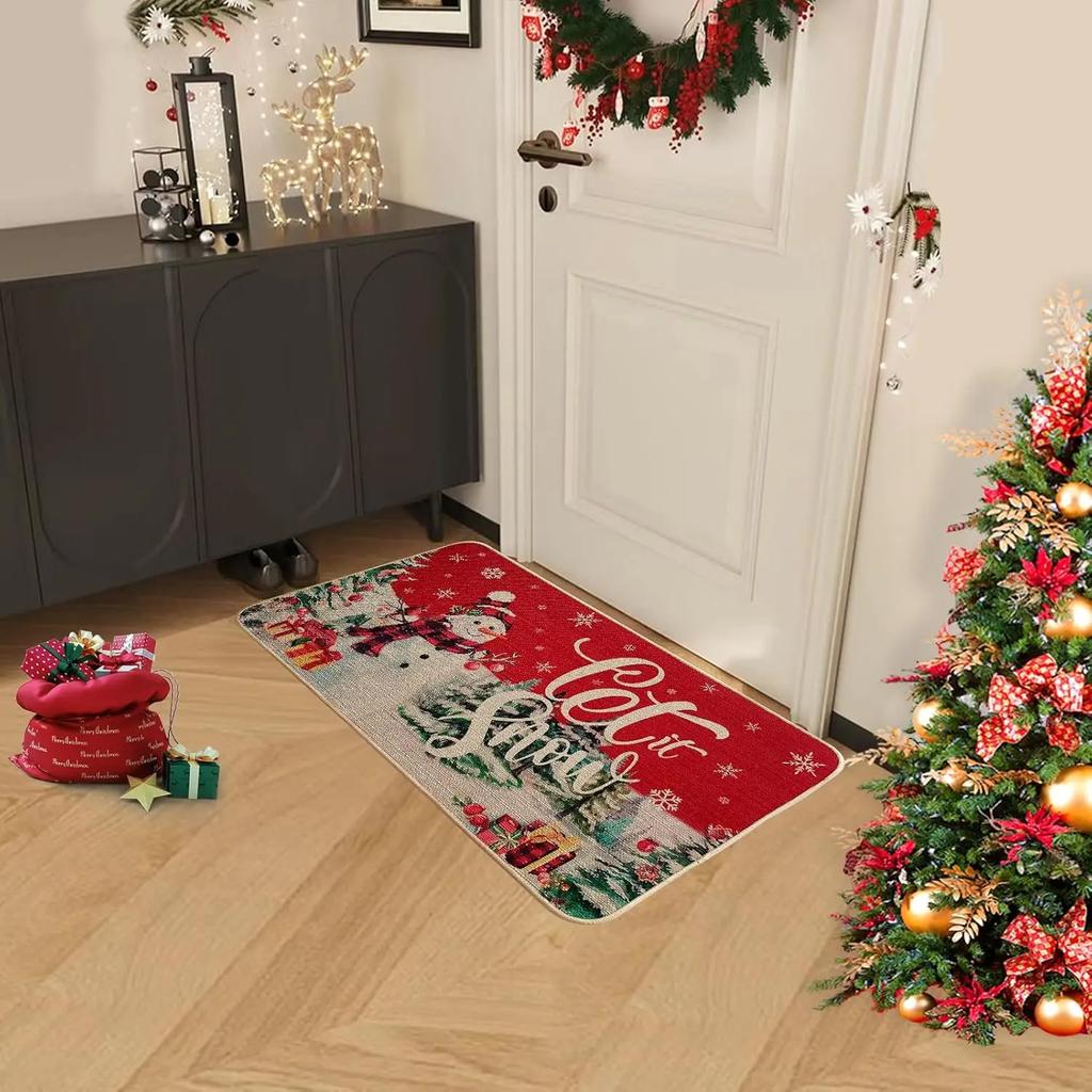 Christmas Decorative Rug, Easy-Clean Non-Slip Merry Christmas Doormat, Indoor/Outdoor Entrance Mat, Home Decor