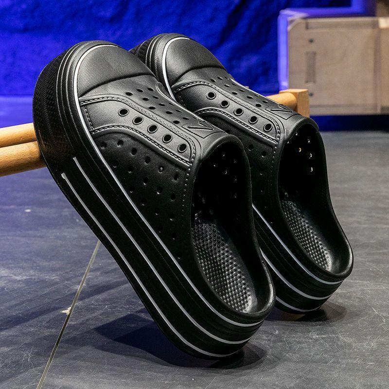 Летние Баотоу женские сандалии на толстой подошве для улицы, нескользящие, на мягкой подошве, универсальные, увеличивающие рост, дышащие, с перфорацией, сандалии, корейская версия, инс 40-41 Suitable for 39-40 feet