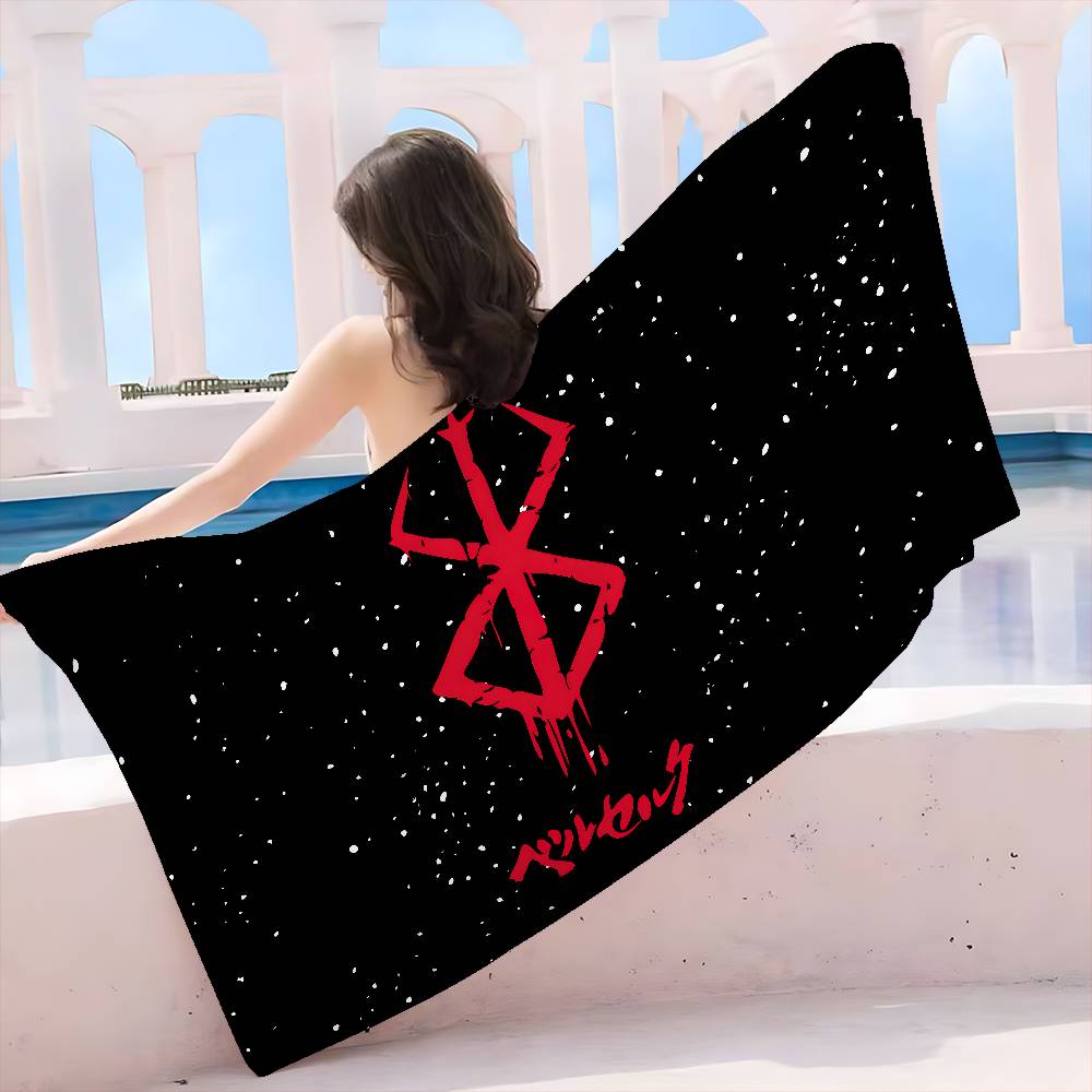 1pc Anime logo B-berserk Guts Microfiber Beach Towel Absorbent Quick dry Soft Yoga Swimming Resort Mountain Climbing Towel
