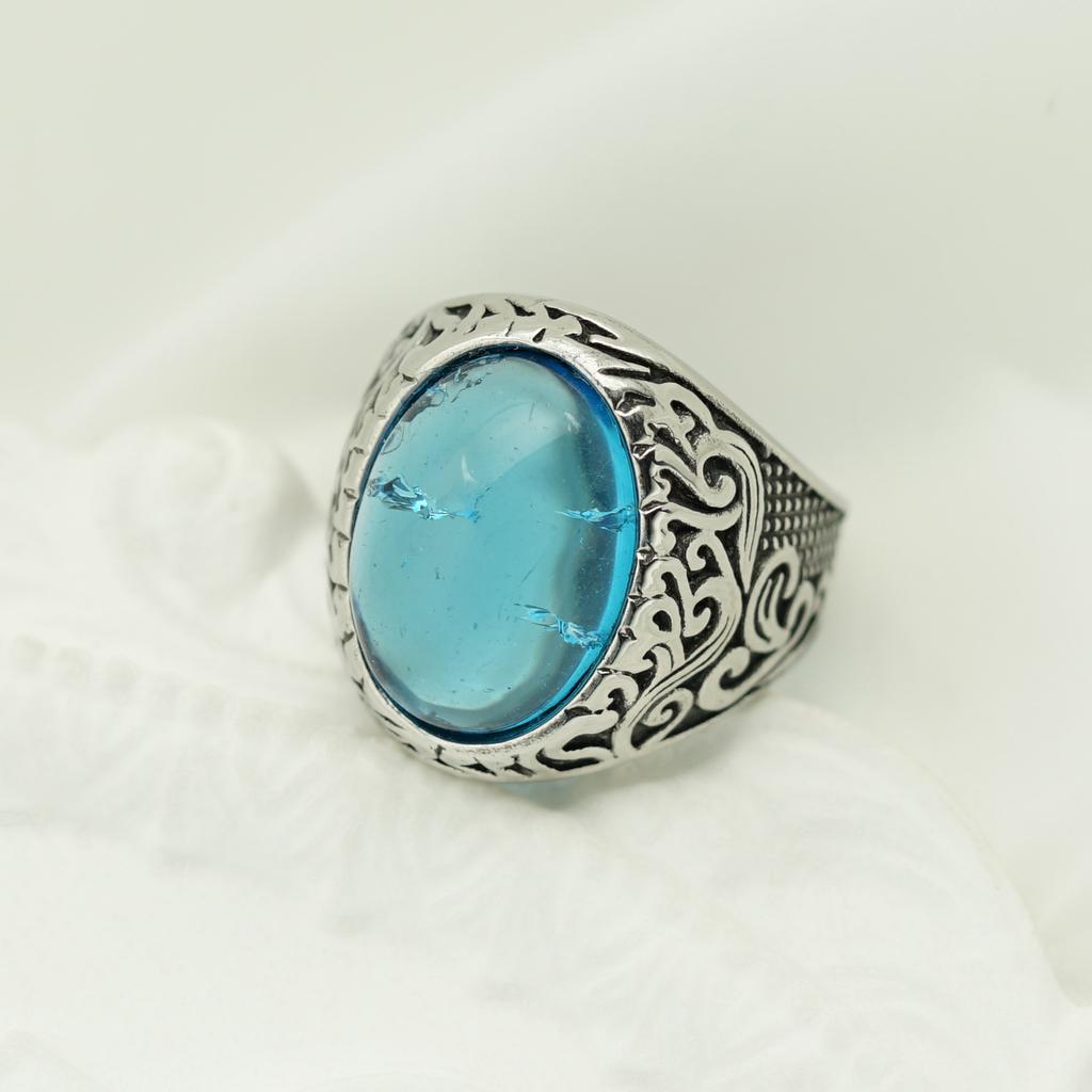 Retro 18K Gold Plated Stainless Steel Rings Luxury Big Stone Men Women Rings Wedding Couple Fashion