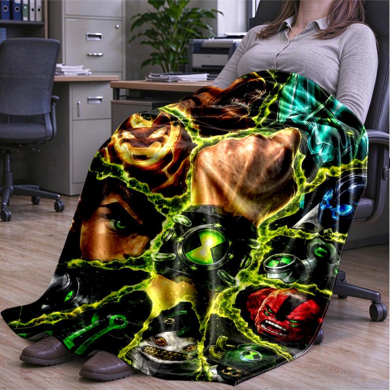 Alien Heroes Ben 10 Cartoon Print blanket Flannel Blanket Soft Cozy Plush Throw for Sofa Bed Lightweight Home Decoration