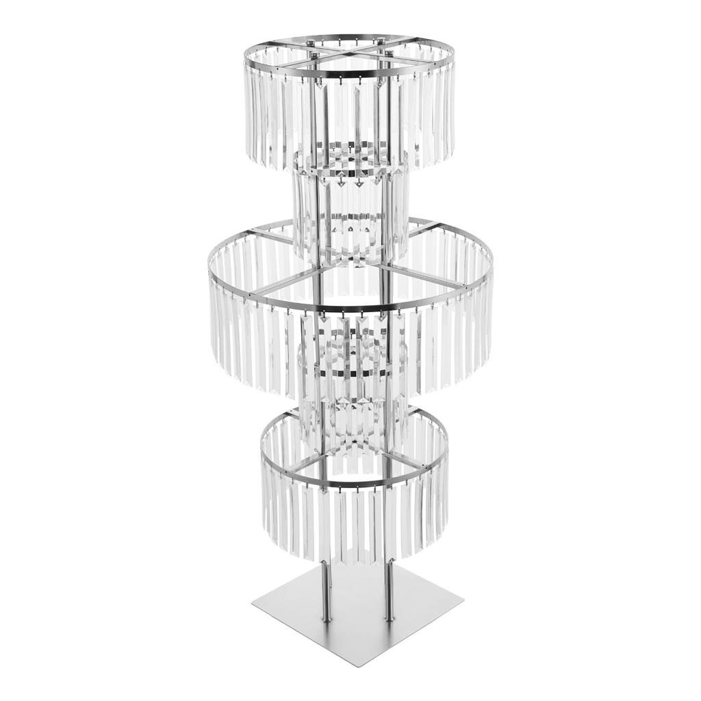Silver Crystal Vases for Centerpieces, 47.2in Metal Pedestal Stands for Table Chandelier Centerpiece Wedding, 5 Tier Round