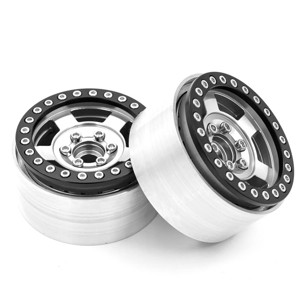 Aluminum Alloy Wheel Rim Beadlock Wheel Rims Hub 4pcs Replacement for 1/10 TRX4 Axial SCX10 90046