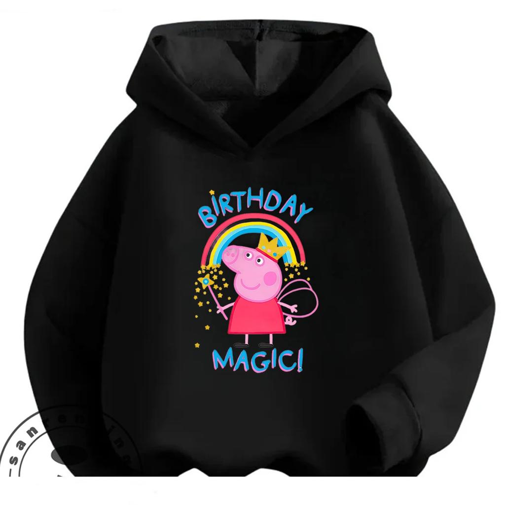 New Design Kids Hoodie Cute Cartoon Print Autumn Winter Casual Hooded Street Wear Peppa Pig Boys Girls