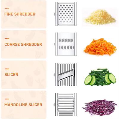 4 In 1 Manual Vegetable Slicer Kitchen Cheese Grater Vegetable Chopper with 4 Blades Carrot Grater Cabbage Shredder