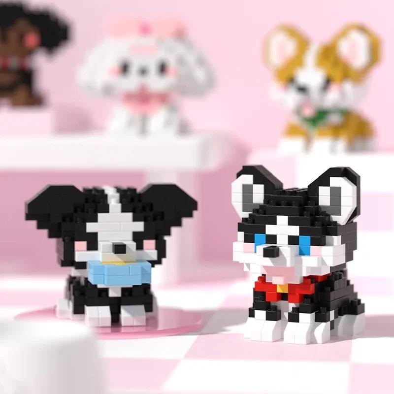 Mini Micro Assembled Building Blocks for Kids Cartoon Pet Puppy Puzzle Assembling Bricks Toys Table Decoration Children Gifts