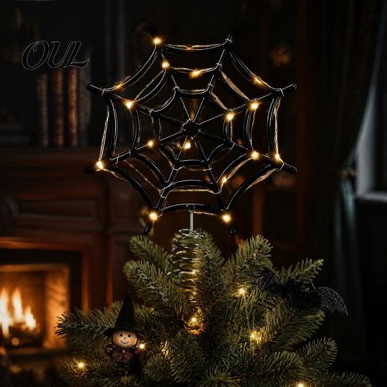 Durable Metal Ornaments Halloween Spider Web Tree Topper Decoration, Festive Decorative Iron Crafts Ornament for Yard, Celebration Party Favors Season