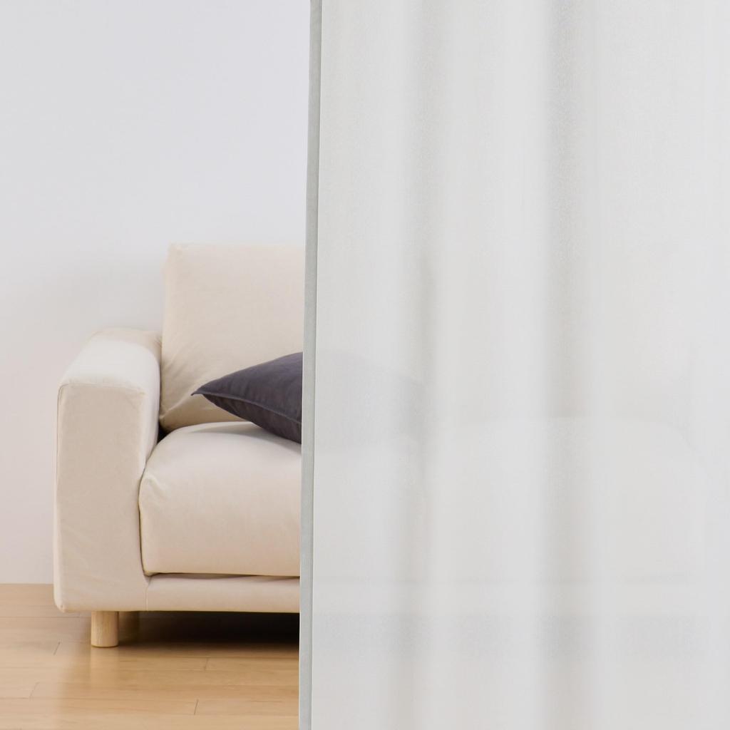 MUJI Polyester Lace 100cm Wide X 176cm 84759710 Mildew-Resistant Non-Pleated Curtains, Long, Off-White,