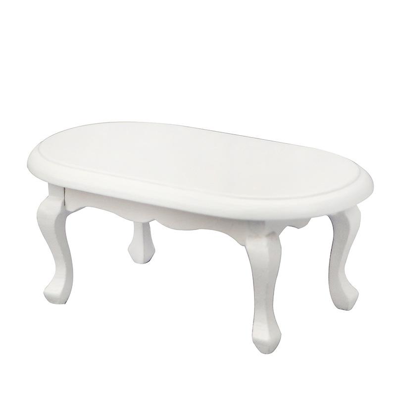 1:12 European Retro Oval Dollhouse Coffee Table Model