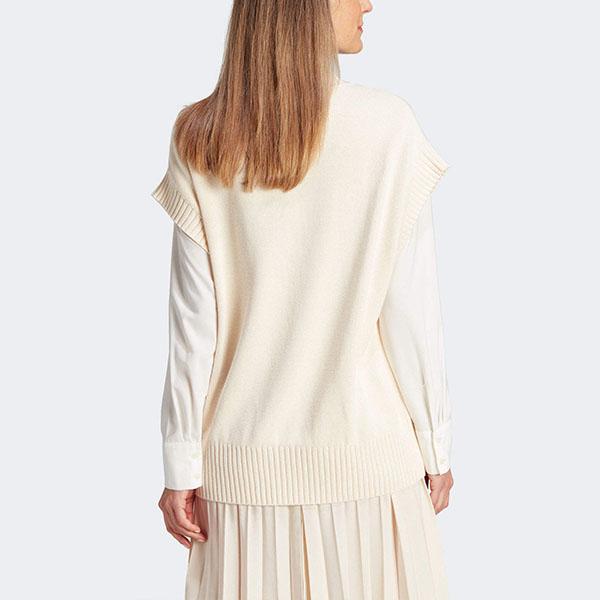 Adidas Originals Essential Solid Color Casual V-Neck Pullover Vest Women Tops Beige IM3827