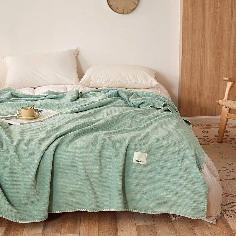 Pătură în carouri cu vafe pentru paturi Pături calde din fleece corali cearșaf de iarnă cuvertură de pat dublă Queen King Cuvertură de pat