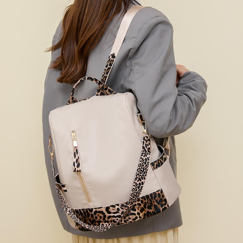 Women's Leopard Print Backpack Anti-Theft Travel Backpack Student Schoolbag