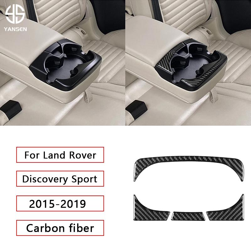 For Land Rover Discovery Sport 2015-2019 Carbon Fiber Rear Armrest Cup Holder Stickers Car Interior Decorative Accessories