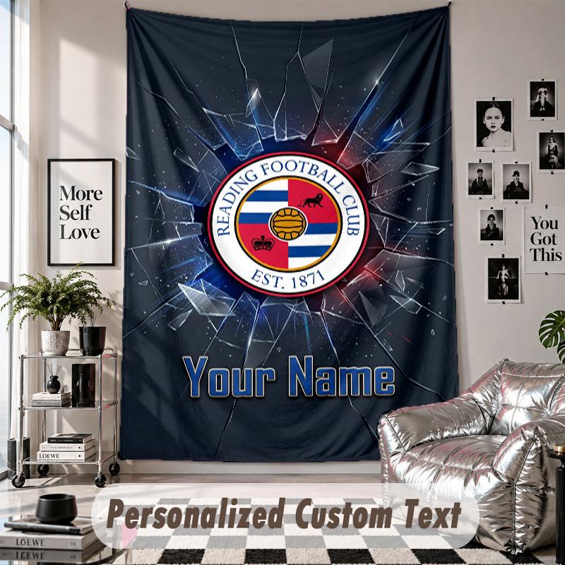 Wall Hanging Tapestry With Custom Name & Text, Reading FC Decorative Tapestry For Bedroom