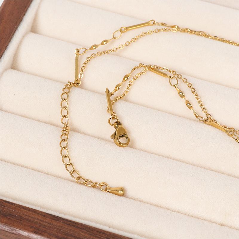 Fashionable Versatile Necklace for Women New Double-layer Collarbone Chain High-end Beaded Jewelry