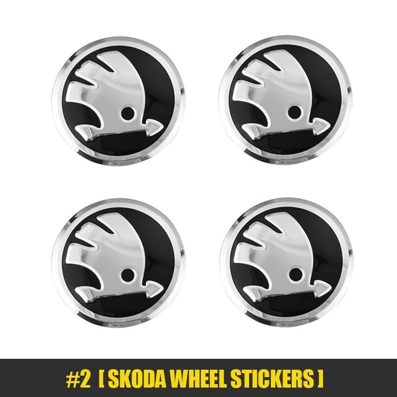 Car Sticker 2026 Hot 4Pcs Car Wheel Hub Center Caps Stickers Rim Badge Cover For Skoda Octavia Fabia Rapid Superb Yeti Enyaq Kod