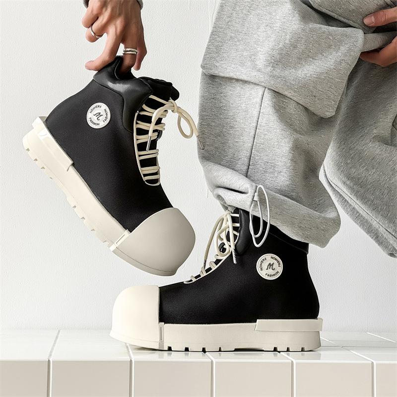 

Tide shoes Mickey big head высокие туфли мужские и женские нишевые черные туфли с толстой подошвой для пары увеличение роста 7230-6230-K 38 чёрный