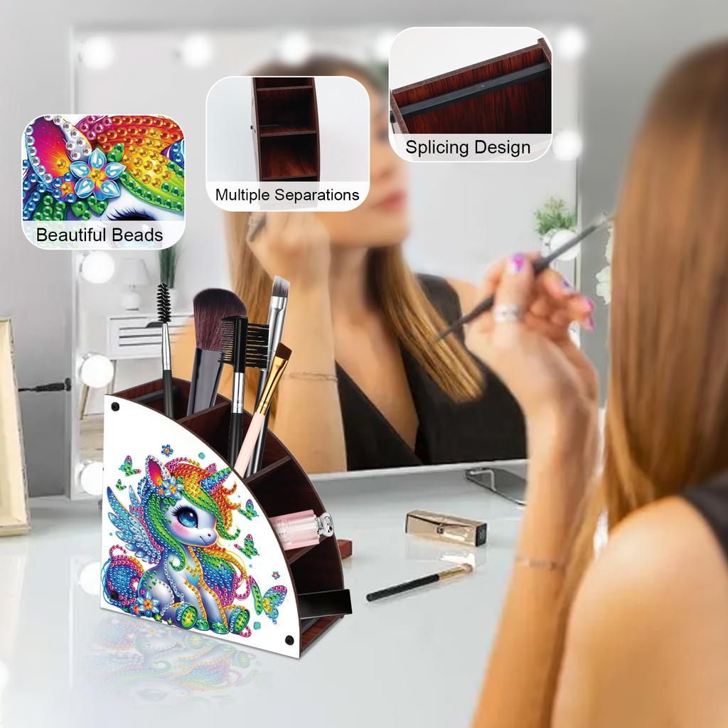 DIY Diamond Painting Kit Triangle Shaped Organizer Box Wooden Storage Box Home Dining Living Room Table Top Art Decoration