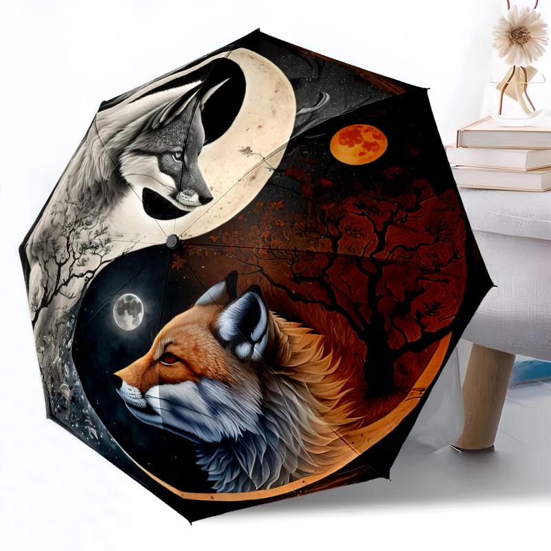 Wolf Dreamcatcher Mandala Outdoor Automatic Umbrella Retractable Design with 8-Rib Durability Lightweight Perfect Gift for Friends Family