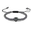 Charm Skull Head Copper Beads Bracelets Handmade Pave CZ Skeleton Crystal Adjustable Bracelet Punk Wrist Jewelry for Women Men