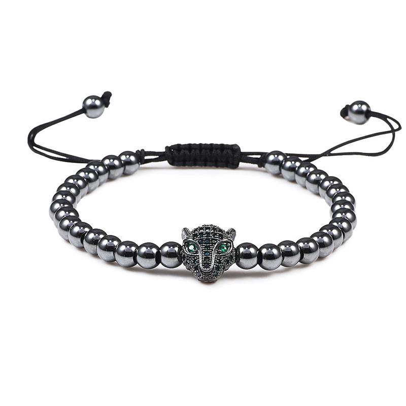 Charm Skull Head Copper Beads Bracelets Handmade Pave CZ Skeleton Crystal Adjustable Bracelet Punk Wrist Jewelry for Women Men