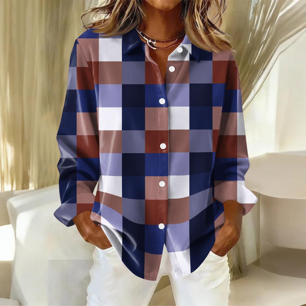 Cămașă Bluză Damă Crăciun Imprimat Nasturi Mâneci Lungi Casual De bază Guler Cămașă Regular Top