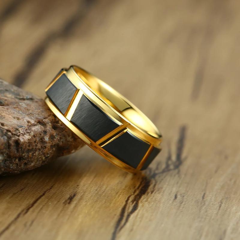 Tungsten Steel Rings Men Matte 8mm Gold-color Anti-scratch Waterproof Jewelry for Men Wedding Party Jewelry Gifts