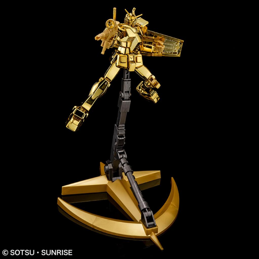 Set of 2 [HG] 1/144 Base Limited Edition RX-78-2 [Gold Coated] & Action Base 1 Mobile Suit Federation Ver. [Metallic] Plastic Model