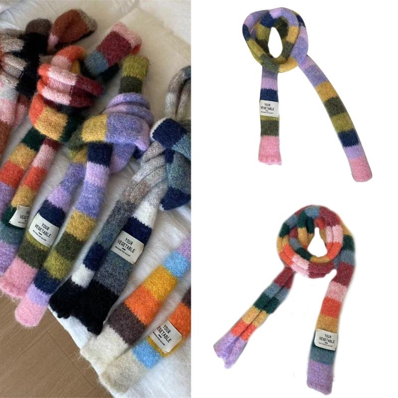 Colorblocks Striped Scarf Soft Comfortable Scarves Autumn Winter Neckerchief for Autumn and Winter Comfortable