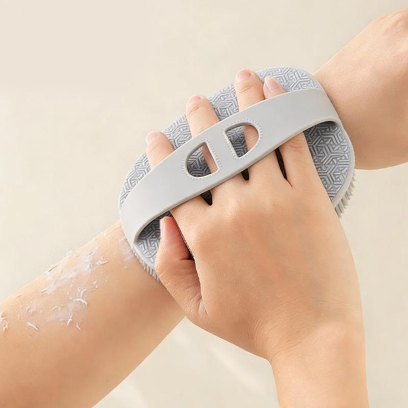 Soft Oval Silicone Bath Brush - Comfortable Handheld Massage & Cleaning Brush