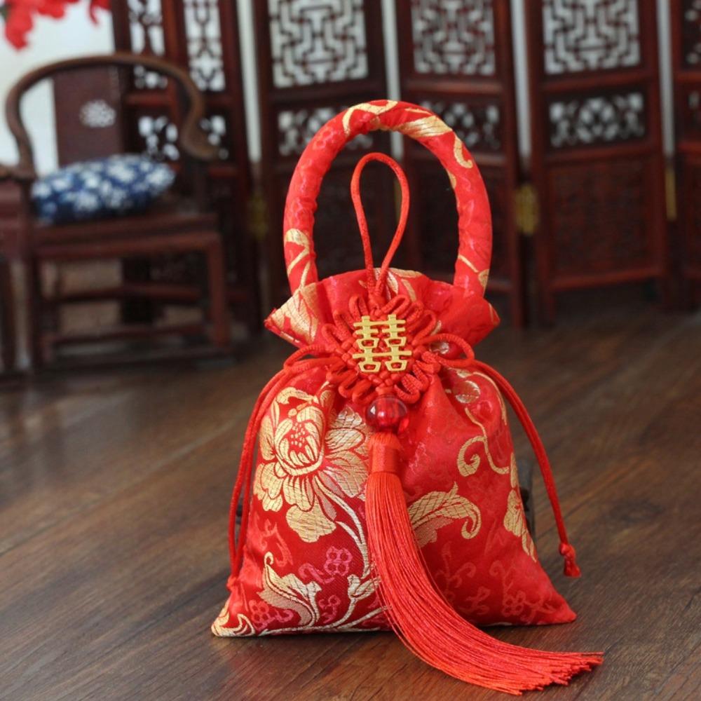 Dragon Chinese Knot Tassel Handbag Chinese Style New Year Bucket Bag Festive Sugar Bag  Outdoor
